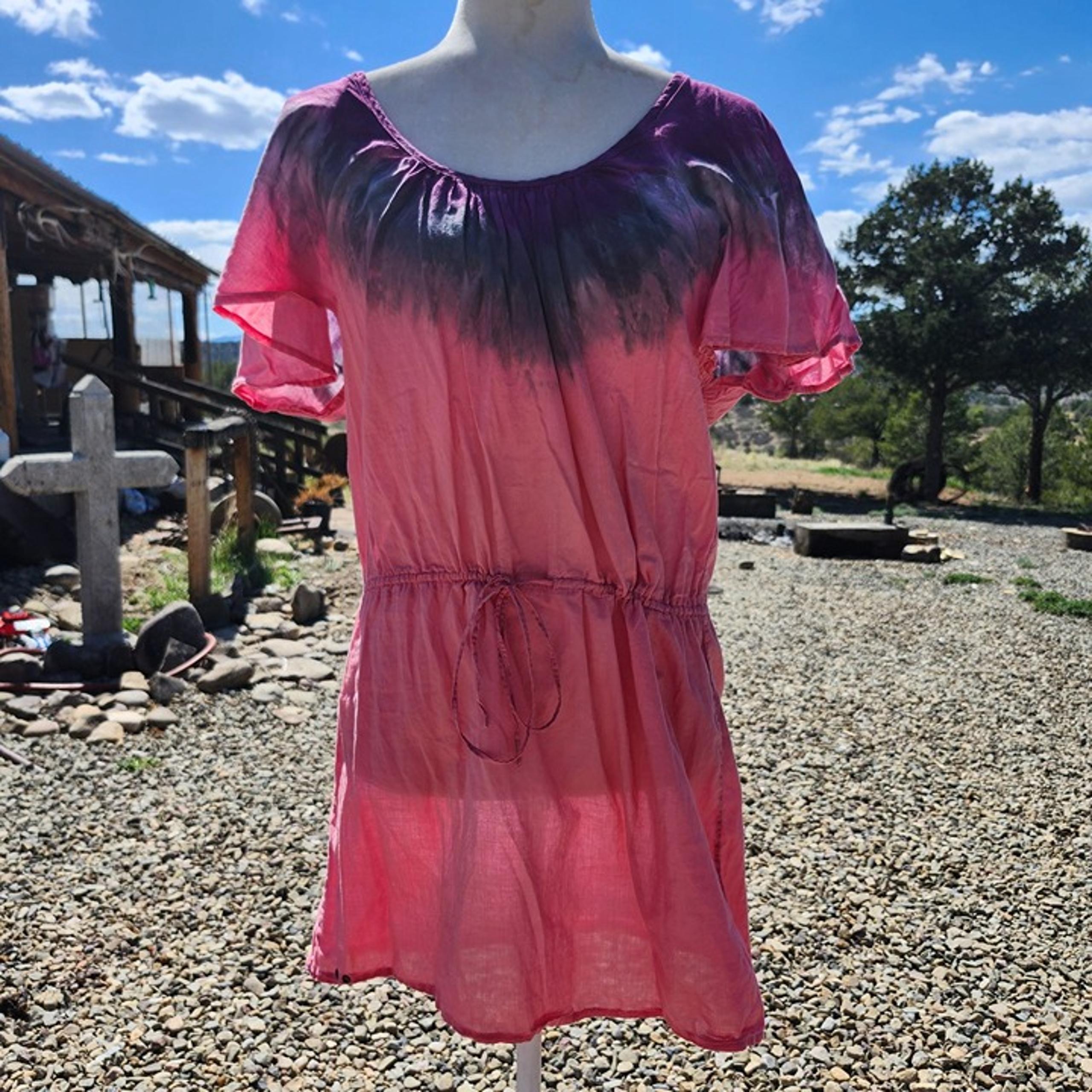 Converse One Star Womens Tie-Dye Pink & Purple Short Sleeve Dress M 100% Cotton