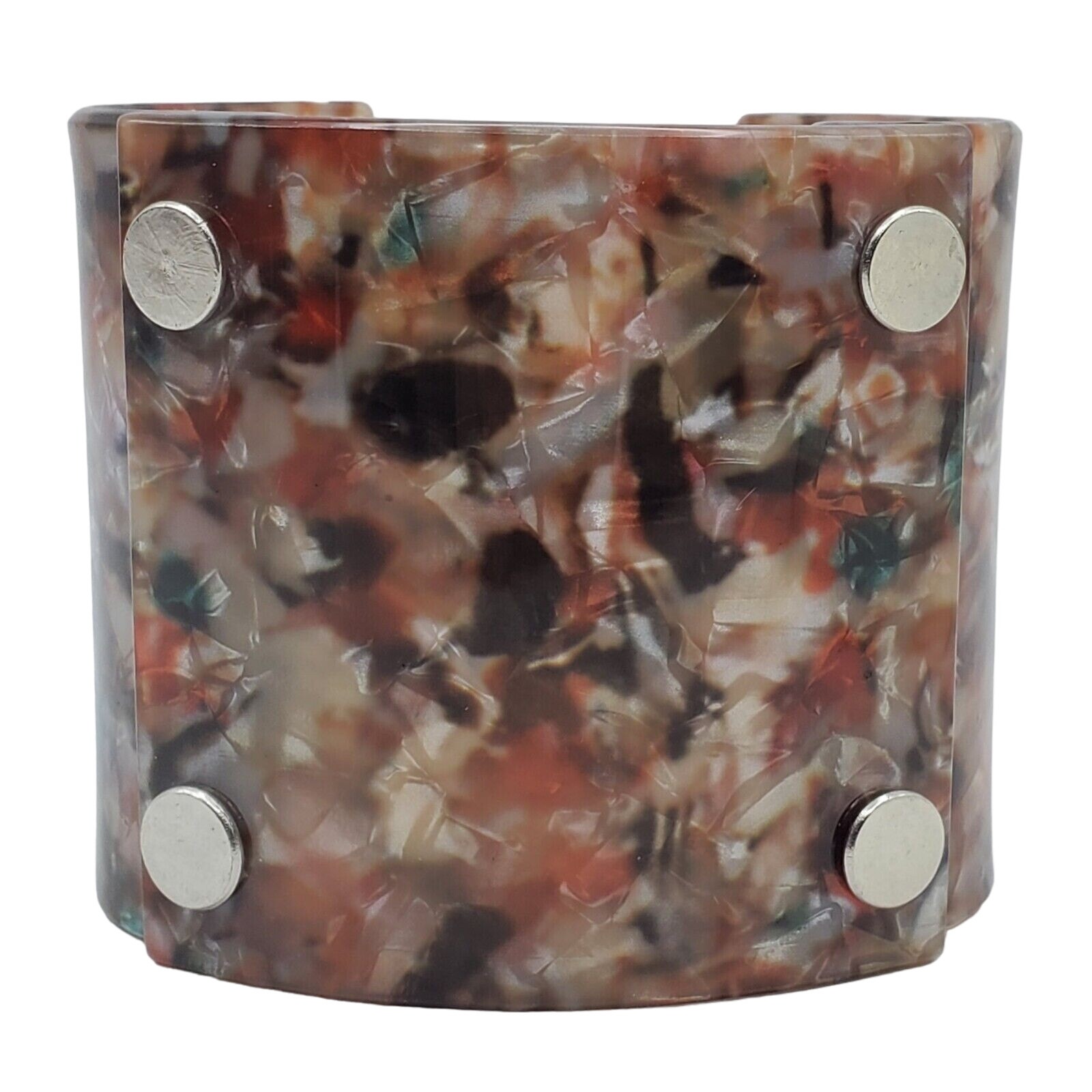 Confetti Lucite Cuff Wide Acrylic Bangle Riveted Panel Bracelet Vintage 1960s