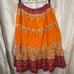 Plus Purple Orange Sequin Embellished Tiered Paisley Midi Peasant Boho Skirt