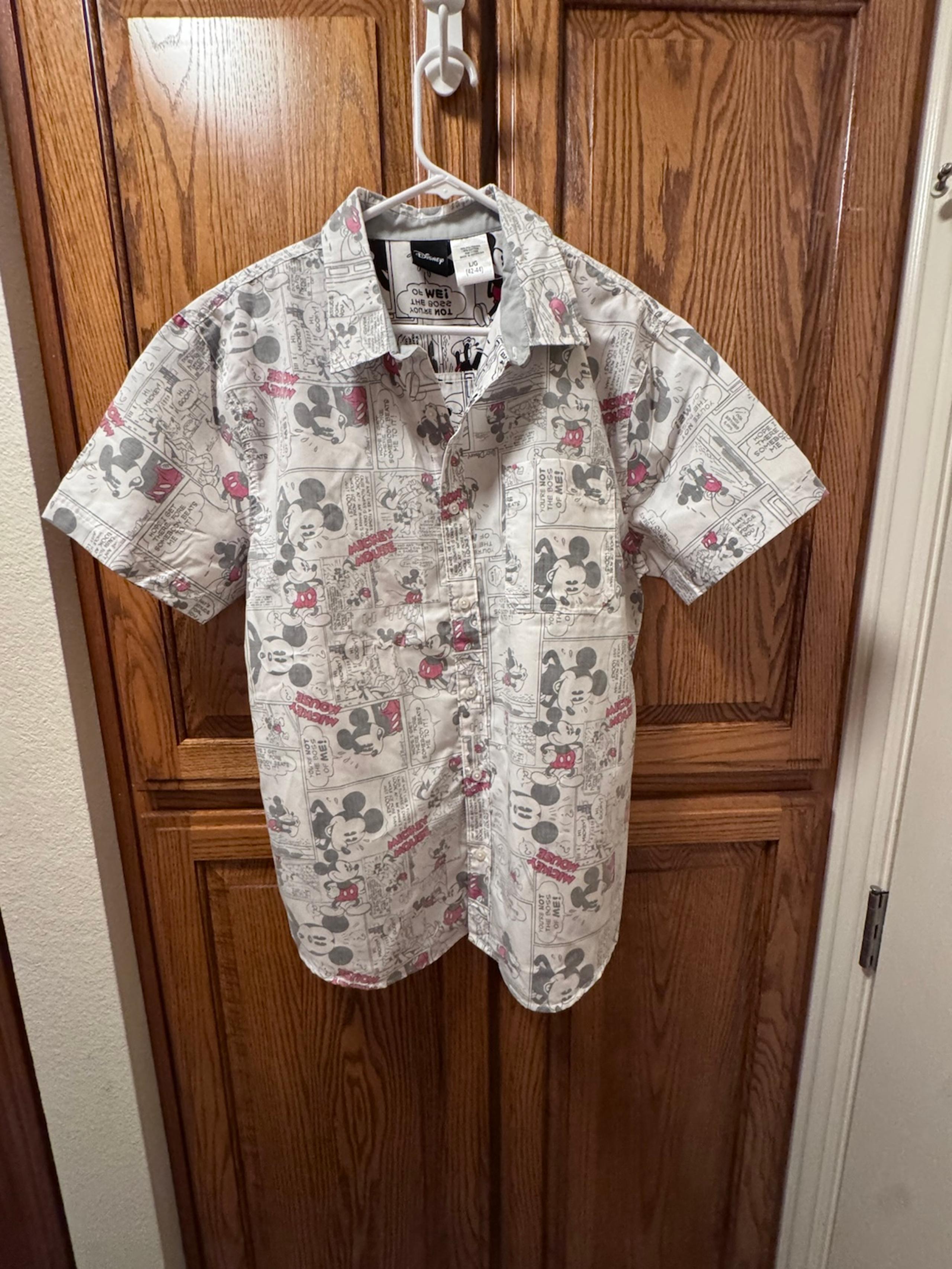 DISNEY STORE ORIGINAL MICKY MOUSE Camp Button Down Men’s Shirt Size Large