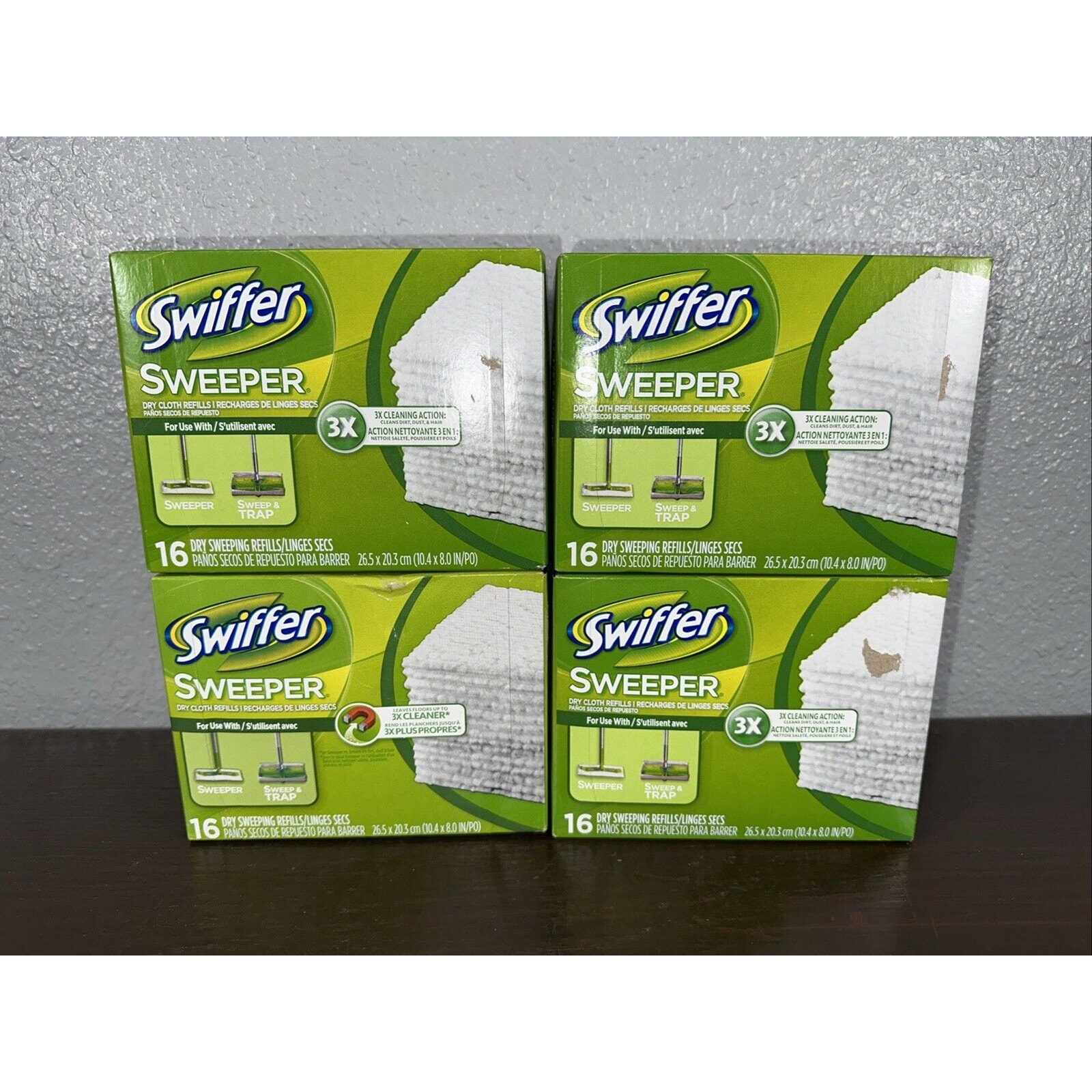 (4) New Swiffer Sweeper Dry Cloths Refill With Gain Scent 16 Sheets Lot Of 4