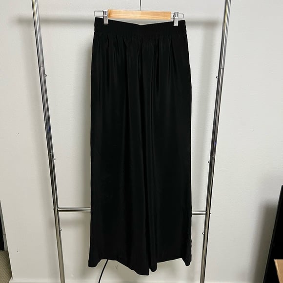 Amanda Uprichard Black Wide Leg Silk Pants in M