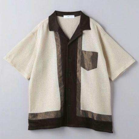 【Unused】TOGA VIRILIS 25SS Patchwork Short Sleeve Mesh Shirt