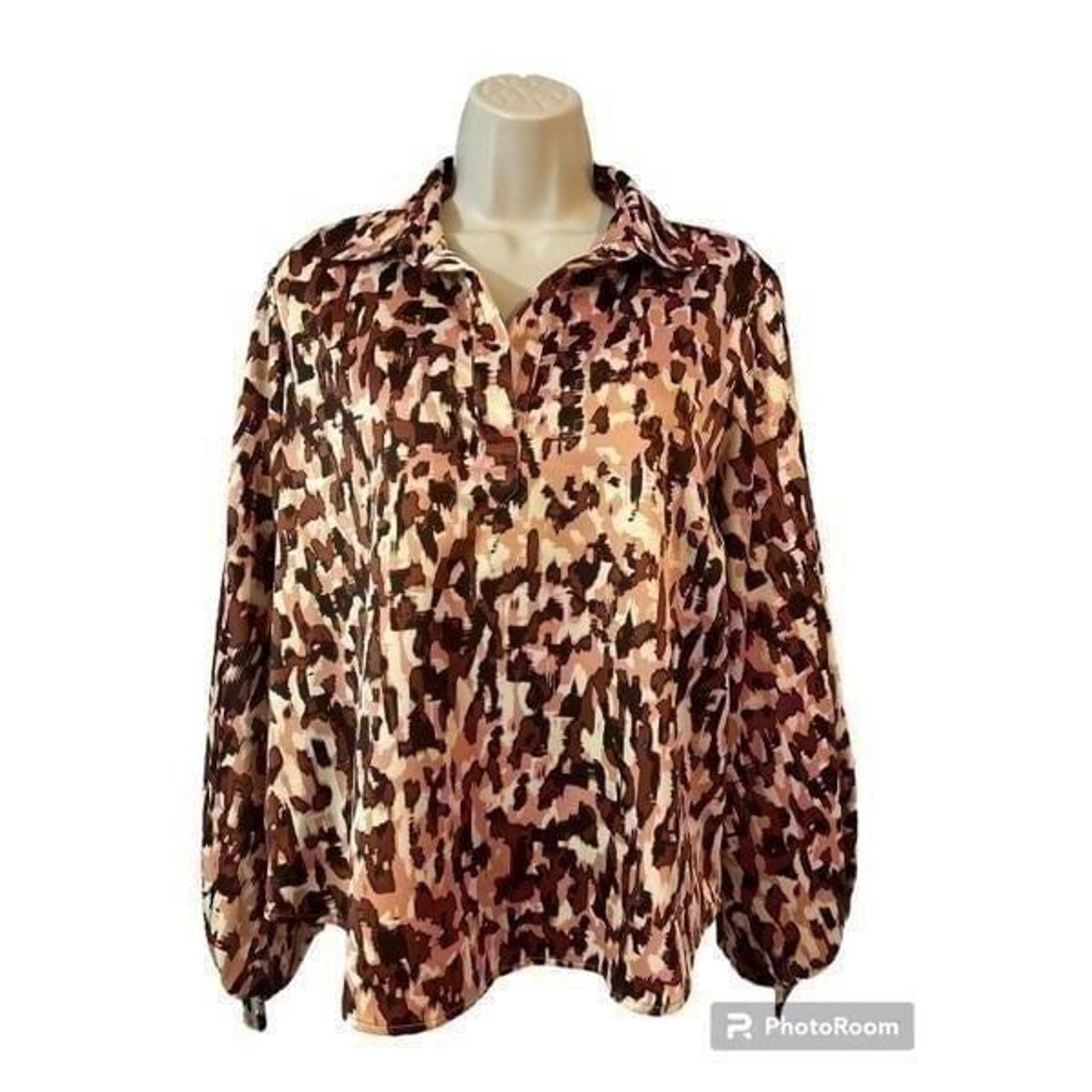 Andrew Marc New York Womens Animal Print Top Blouse Size S