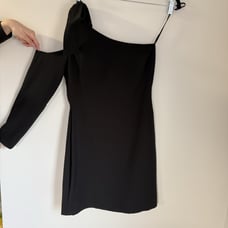 Black Halo Black One Shoulder Mini Sheath Dress Size 8 LBD
