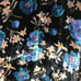 Rebecca Taylor Dress Womens Sz 12 Black Blue Velvet Floral Puff Sleeves V-Neck