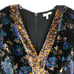Rebecca Taylor Dress Womens Sz 12 Black Blue Velvet Floral Puff Sleeves V-Neck