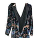 Rebecca Taylor Dress Womens Sz 12 Black Blue Velvet Floral Puff Sleeves V-Neck