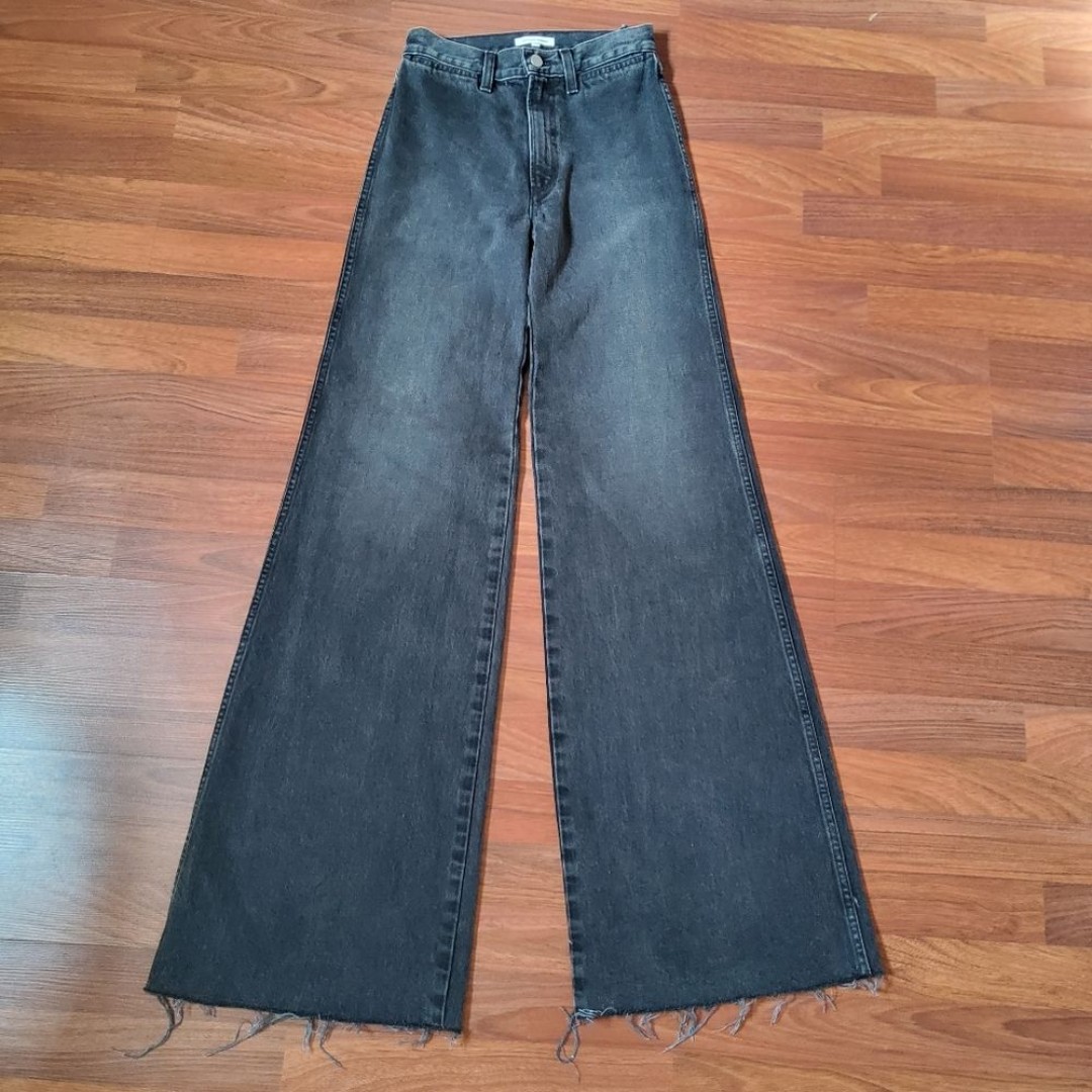 Studio. R330 High Waist Wide Leg Flare Denim Jeans 24 Black New