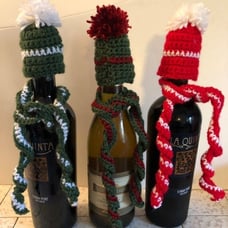 Christmas Wine Bottle Dress Up Cap and Scarf Three Piece Sets