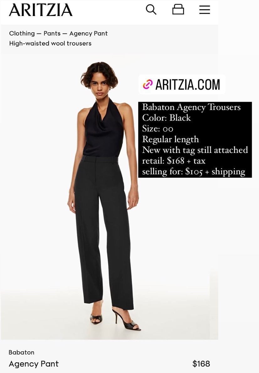 Aritzia Babaton black Agency trousers