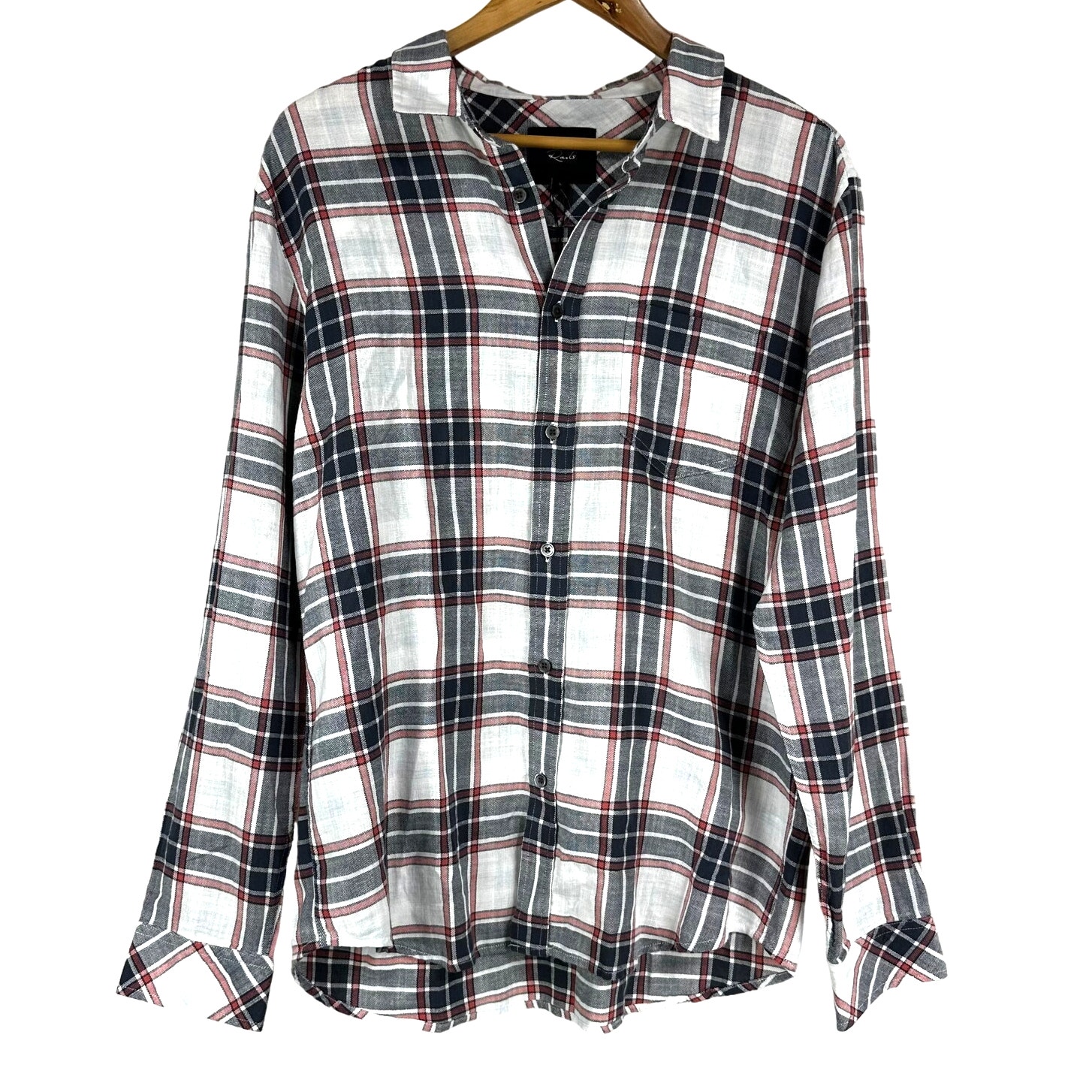 Rails Wyatt White Melange Steel Men's Plaid Button Up Size Large New With Tags