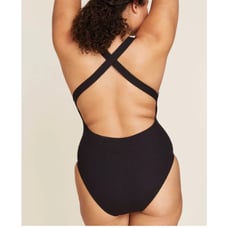 NWT Andie Women's The Tulum LONG TORSO Ribbed One Piece Swimsuit Black SZ XXLT