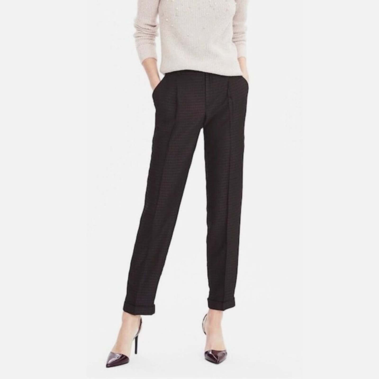Banana Republic Avery Shine Pleated Cropped Pants Size 8