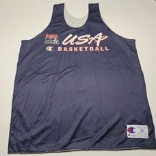 Vtg Champion USA Basketball Jersey Men's XL Blue Shooting Shirt Vintage 90's