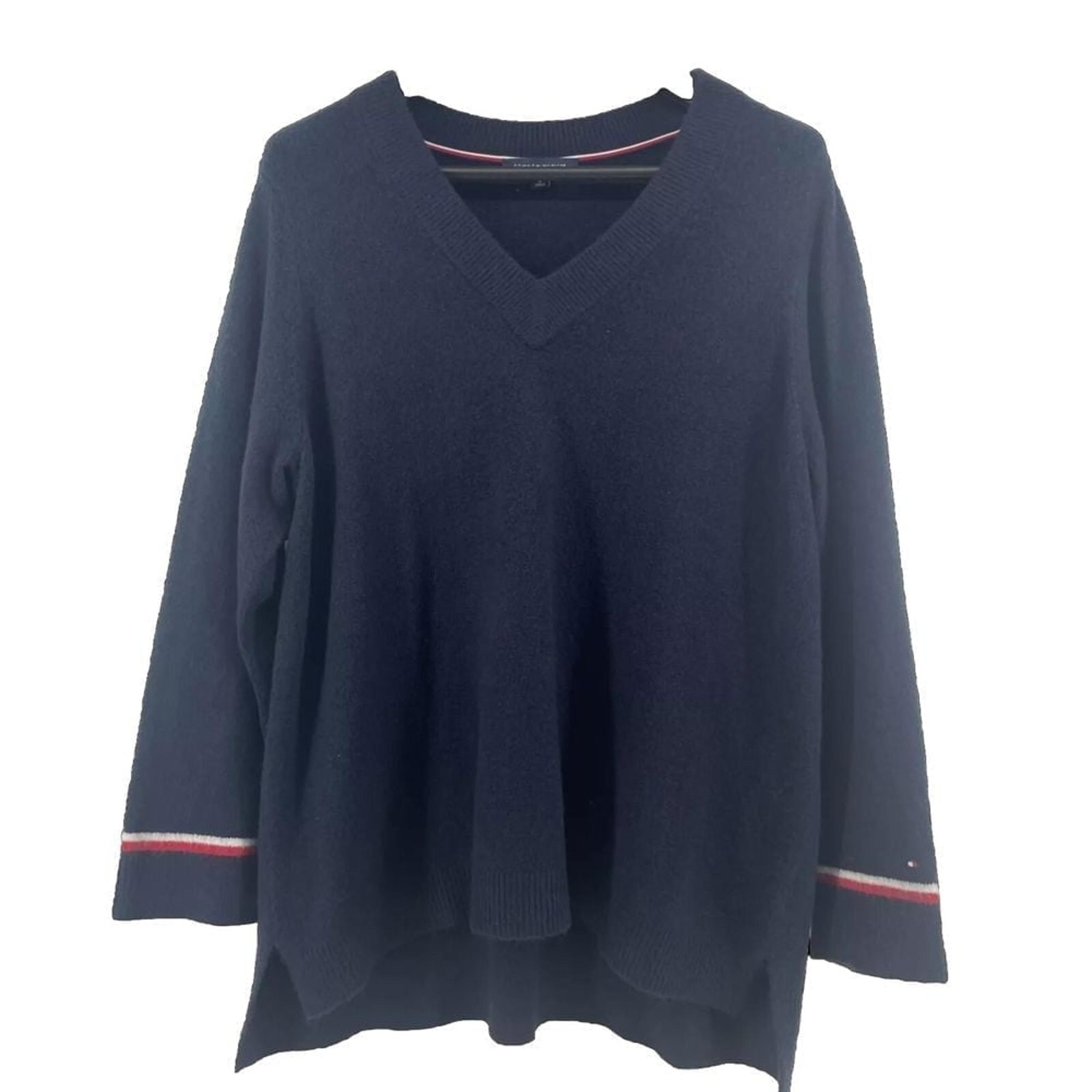 Tommy Hilfiger Sweater Womens 1X Tunic Classic Navy Red White Blue Oversized