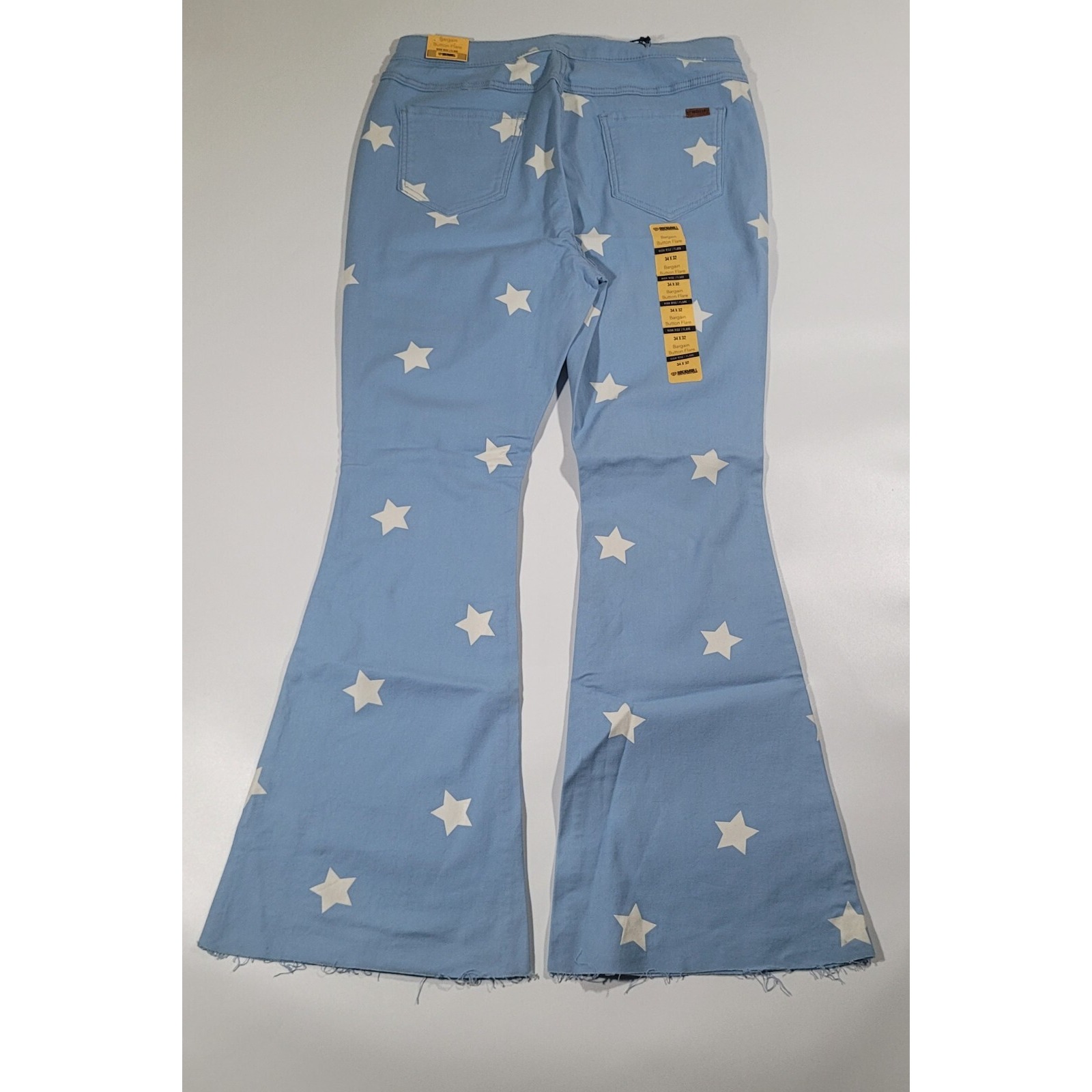 Women's Rock&Roll Denim Flare Reversible Jeans Star Print 34x32 High Rise