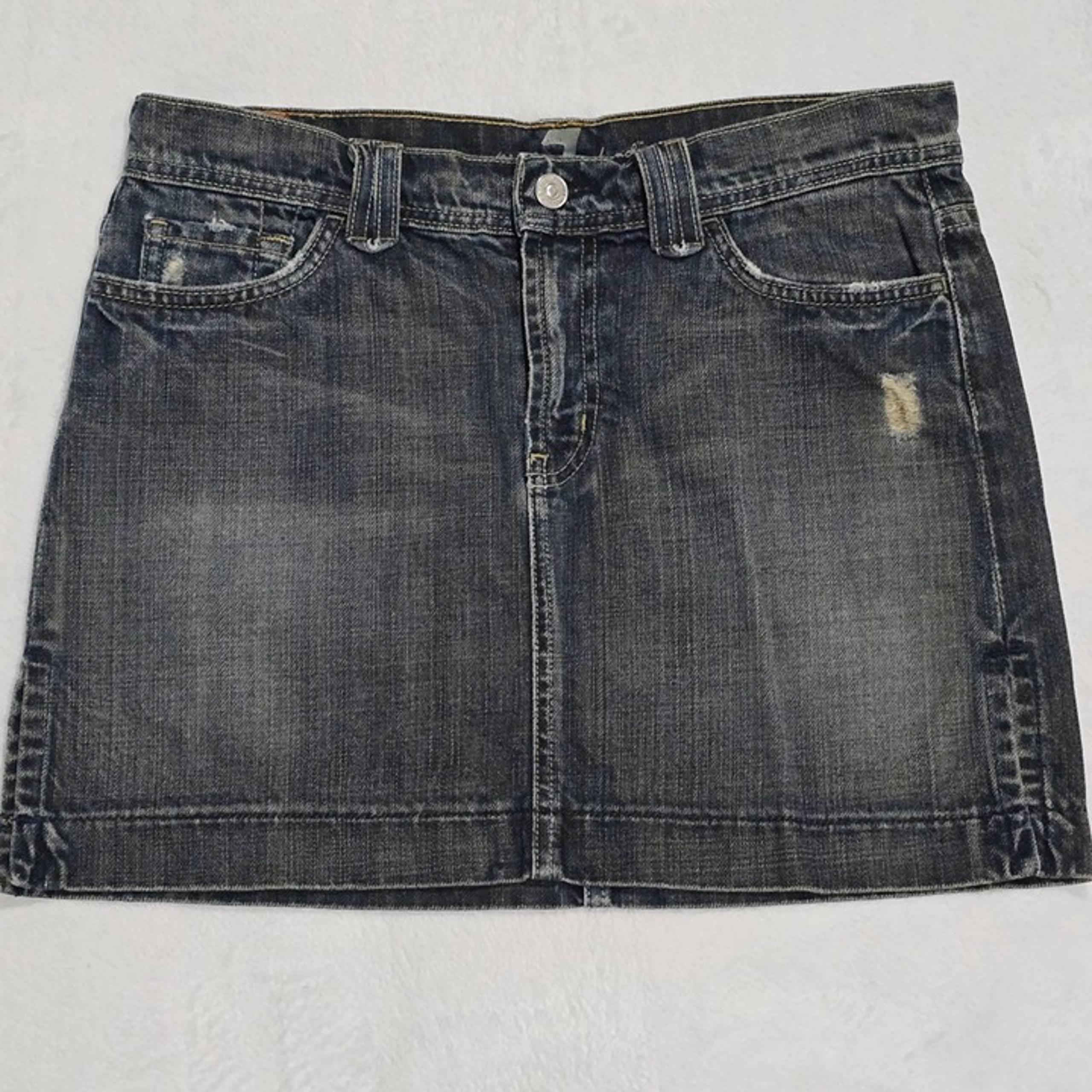 7 For All Mankind Denim Skirt – Classic Blue 100% Cotton Jean Mini | Sz 28 | EUC