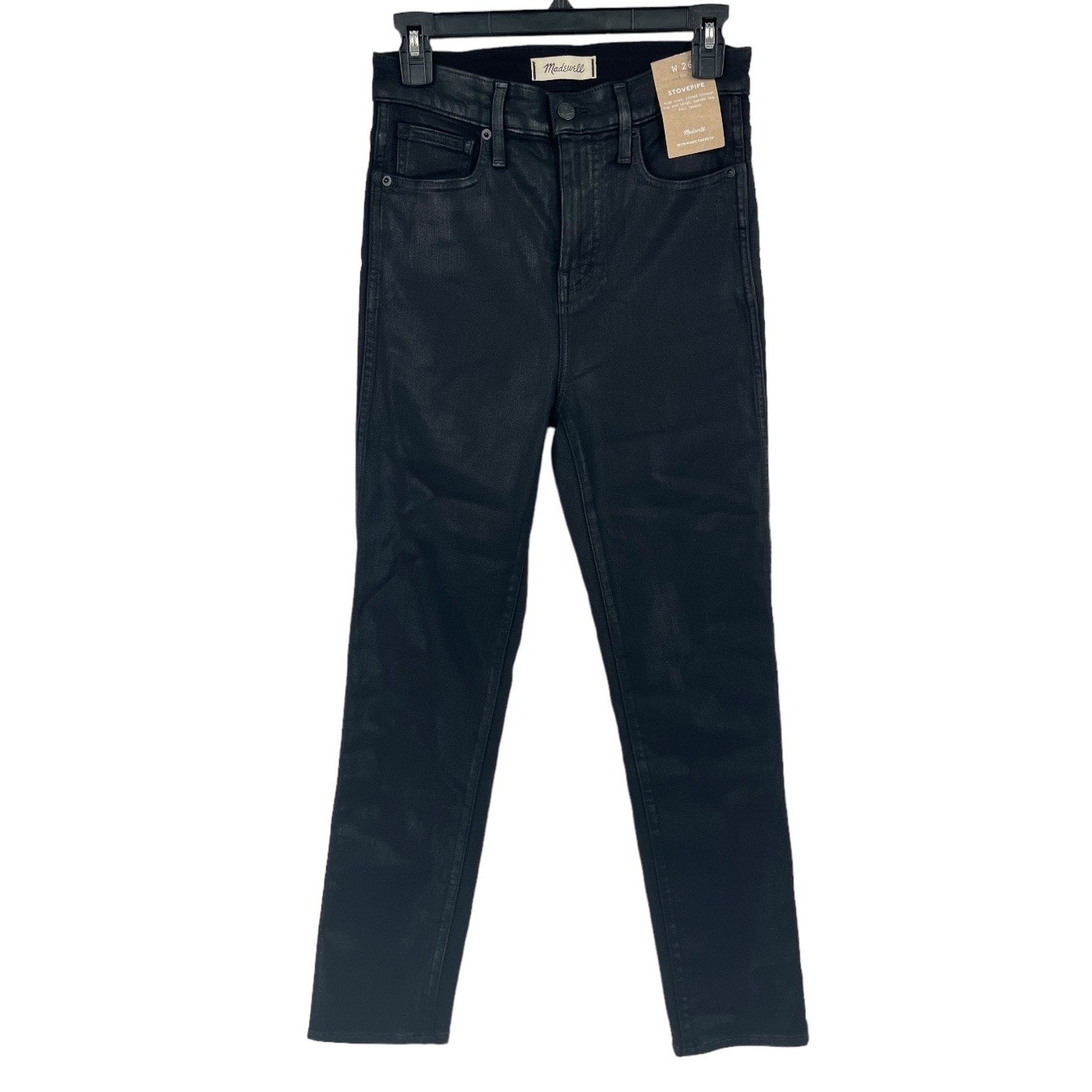 Madewell jeans stovepipe high rise straight coated black size W 26 NEW