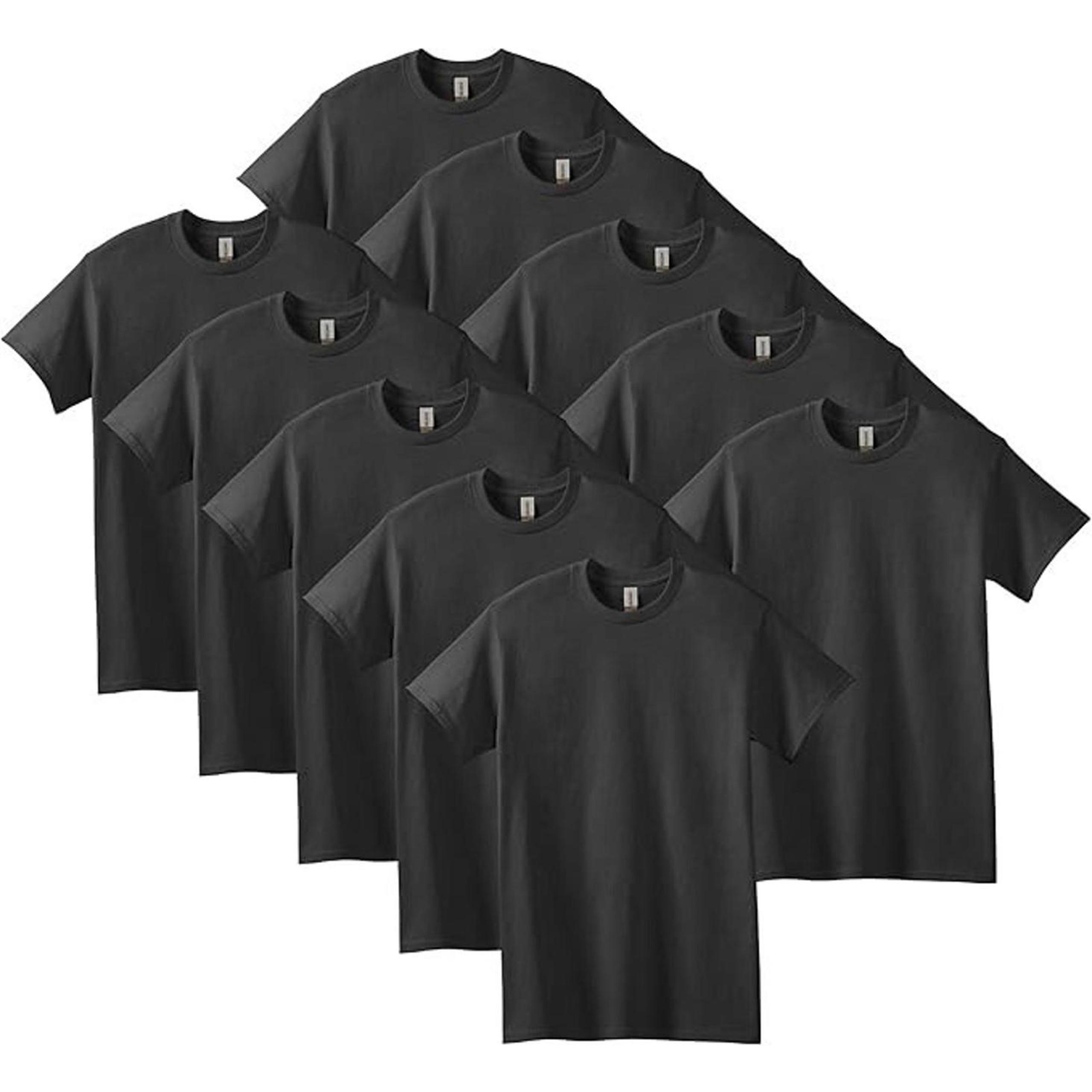 Gildan Unisex Adult Heavy Cotton T-Shirt Style G5000, 10-Pack, Black, Size Large