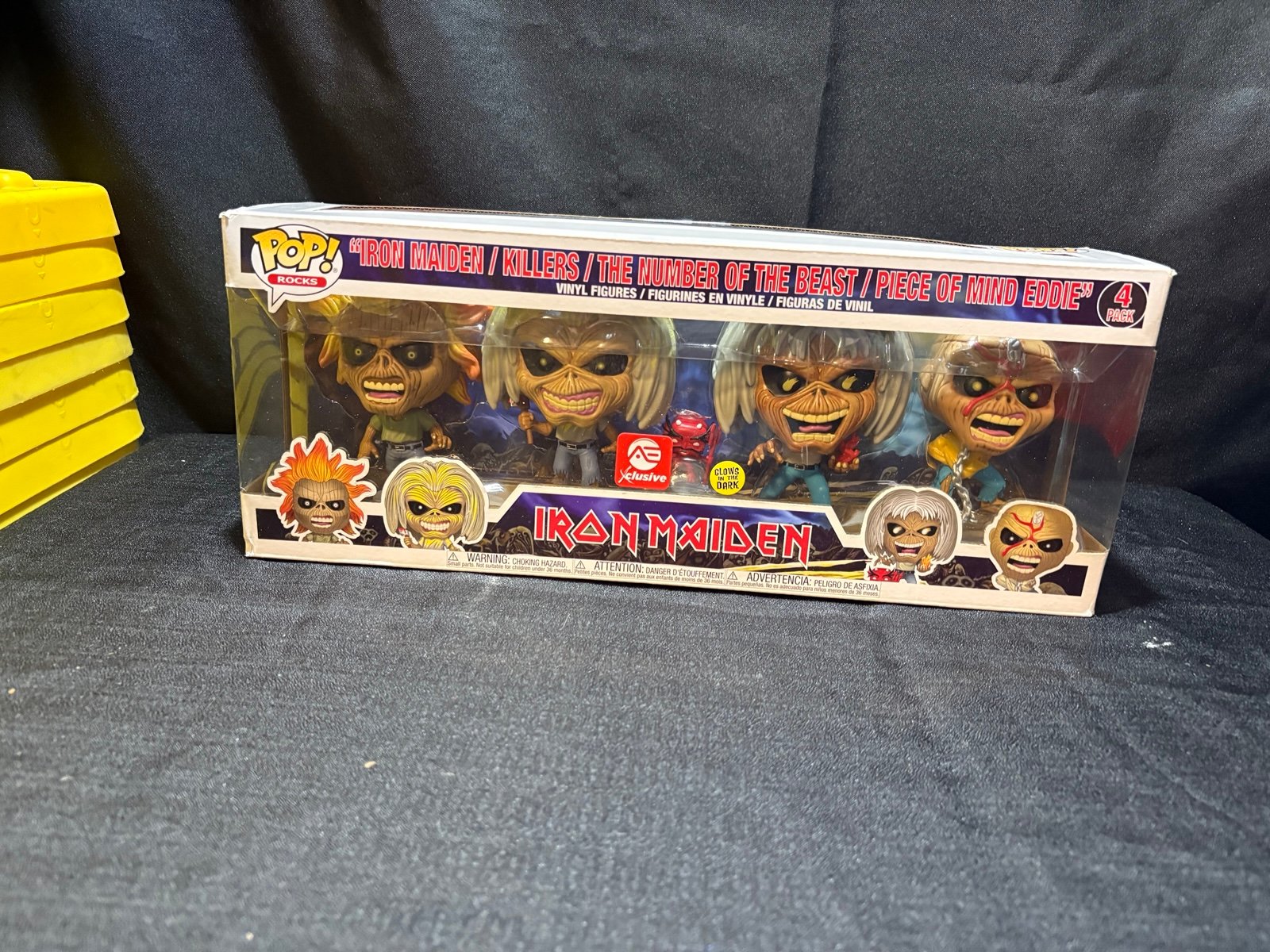 Funko Pop Rocks Iron Maiden Eddie Vinyl Set 4 Pack Glow In Dark AE Exclusive