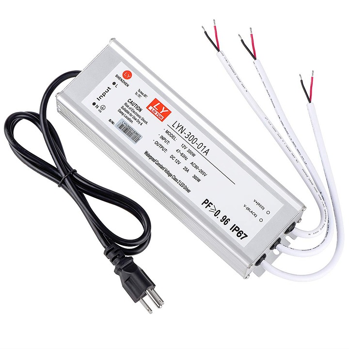 LED Driver 300 Watts (100W X3) 25A Waterproof IP67 Power Transformer 12V DC Out