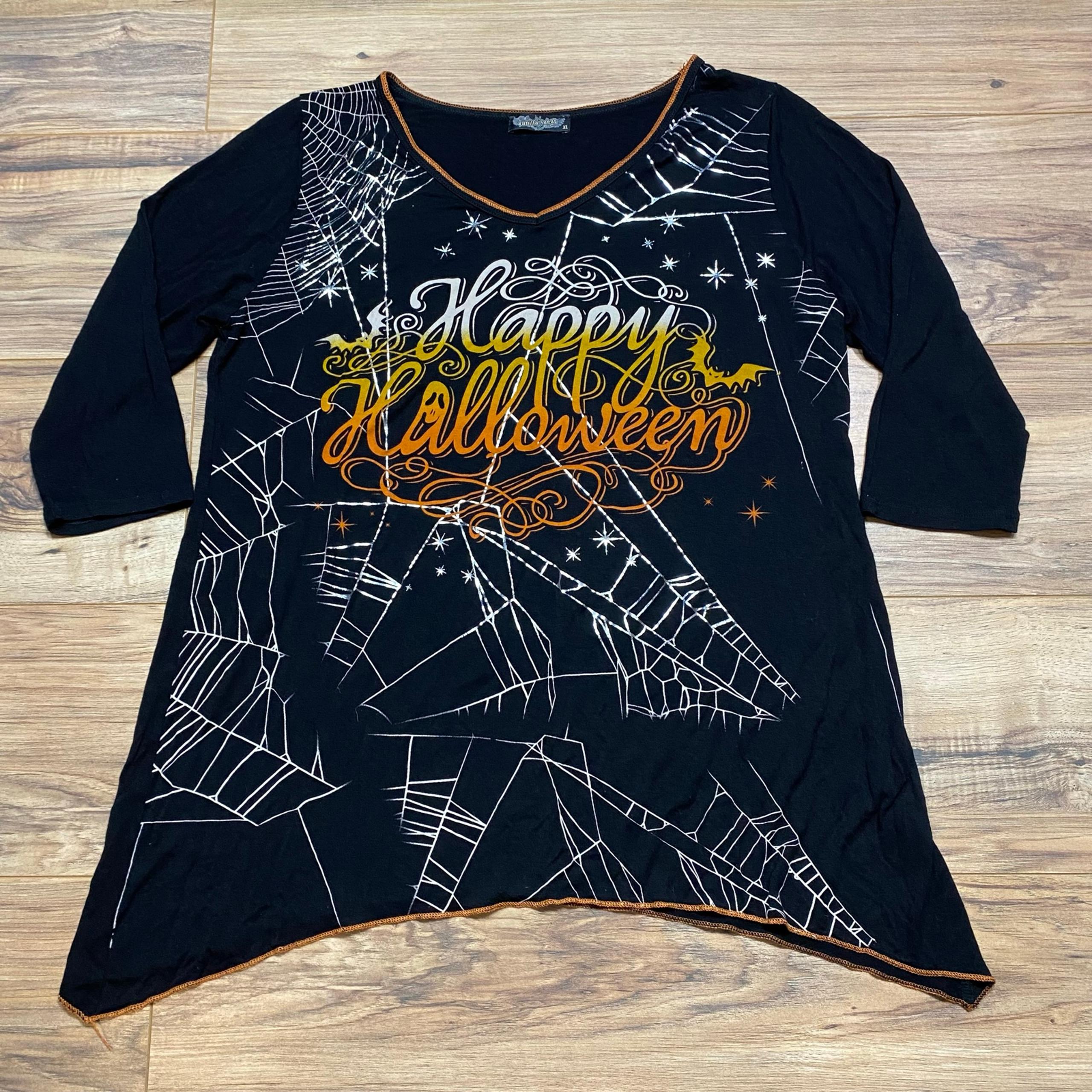 Women’s Vintage Vanilla Sugar Happy Halloween Quarter Sleeve Shirt