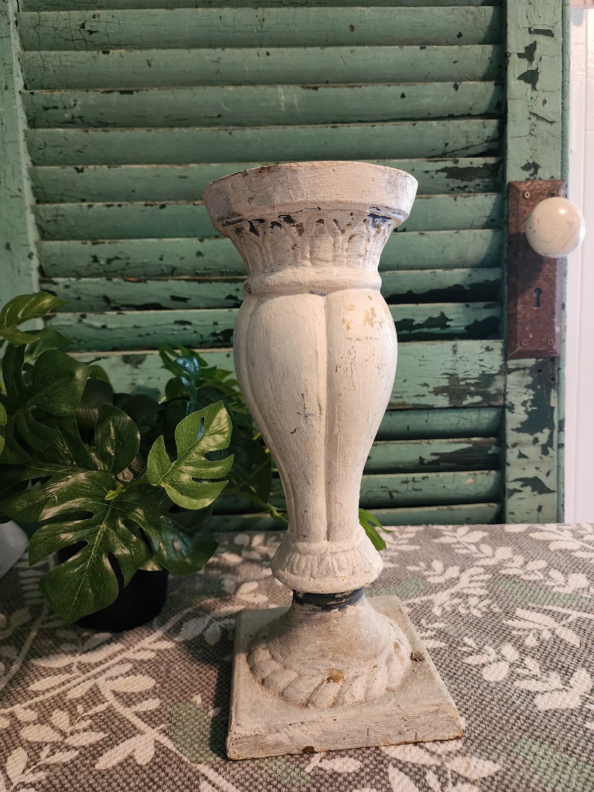 Antique Porch Mount Iron Urn Base New Orleans HEAVY HEAVY
