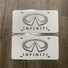 Infiniti white Brand New Front Vanity Metal Plate Frame Holder (2 Pack)