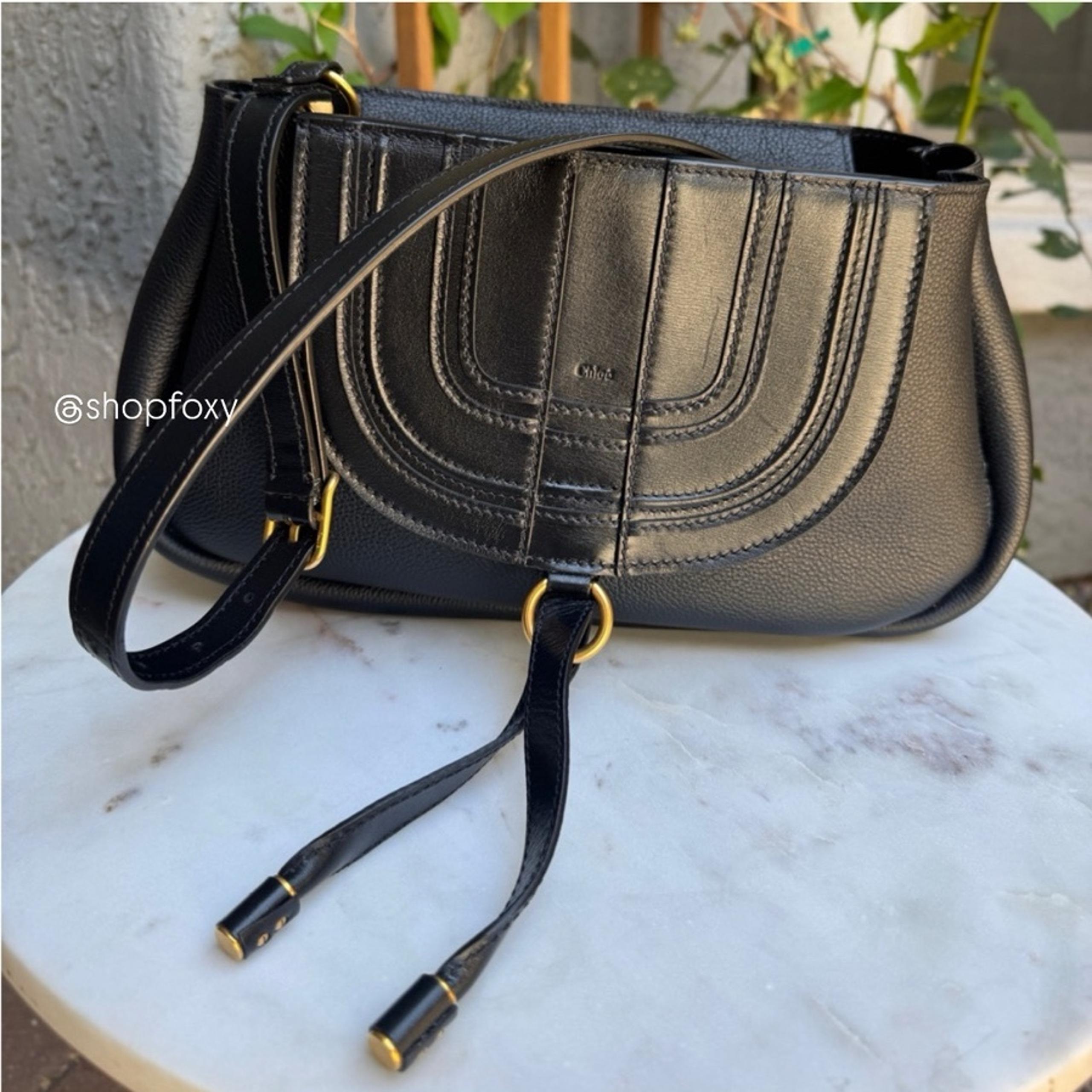 Chloe Shiny Grained Calfskin Marcie Clutch Shoulder Bag