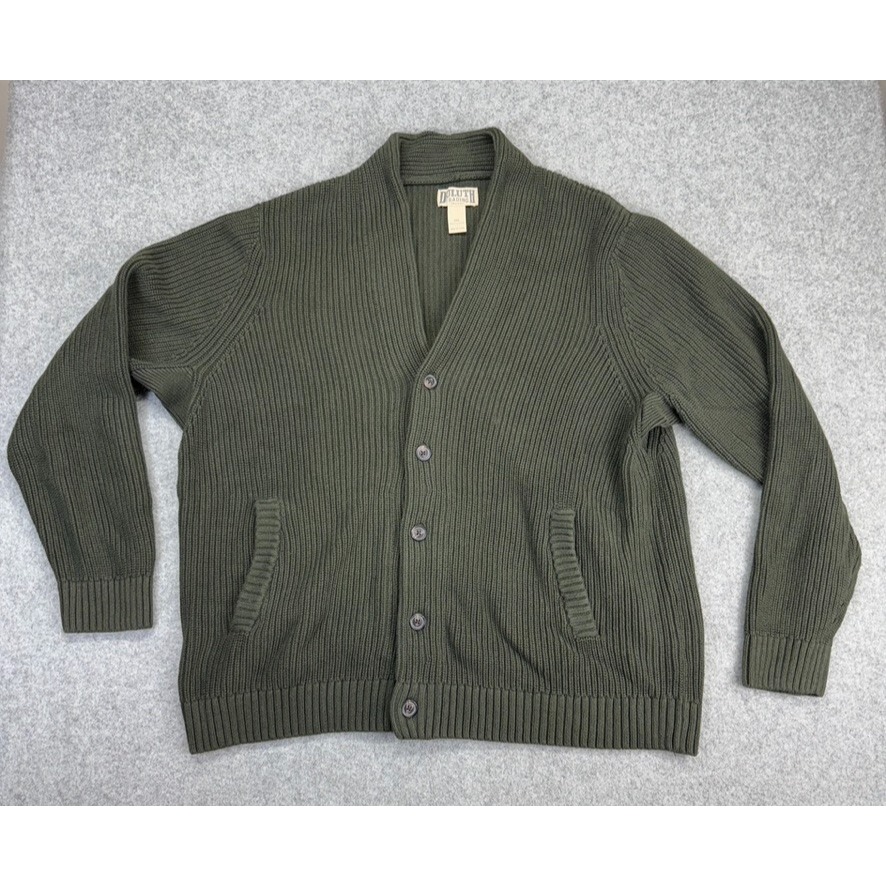Duluth Trading 3XL Green Shawl Collar Cotton Knit Cardigan Sweater Mens Heavy