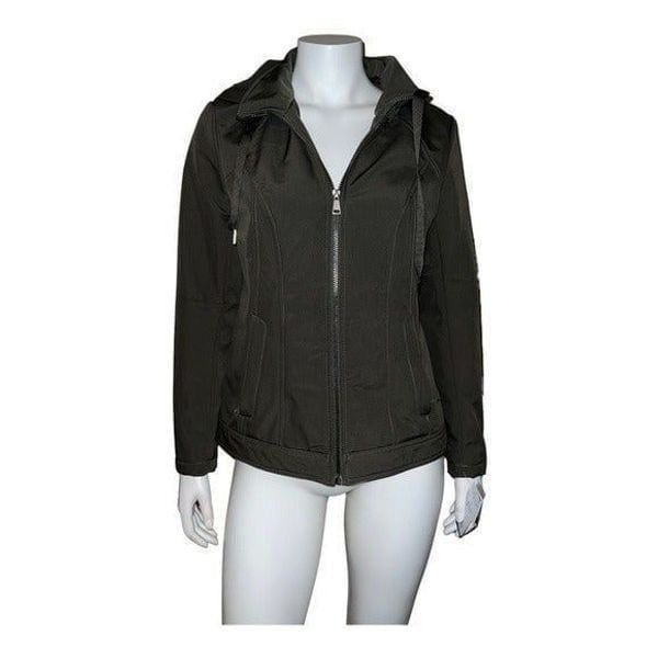 Sebby Juniors Hooded Zip-Front Raincoat Olive Green Large New