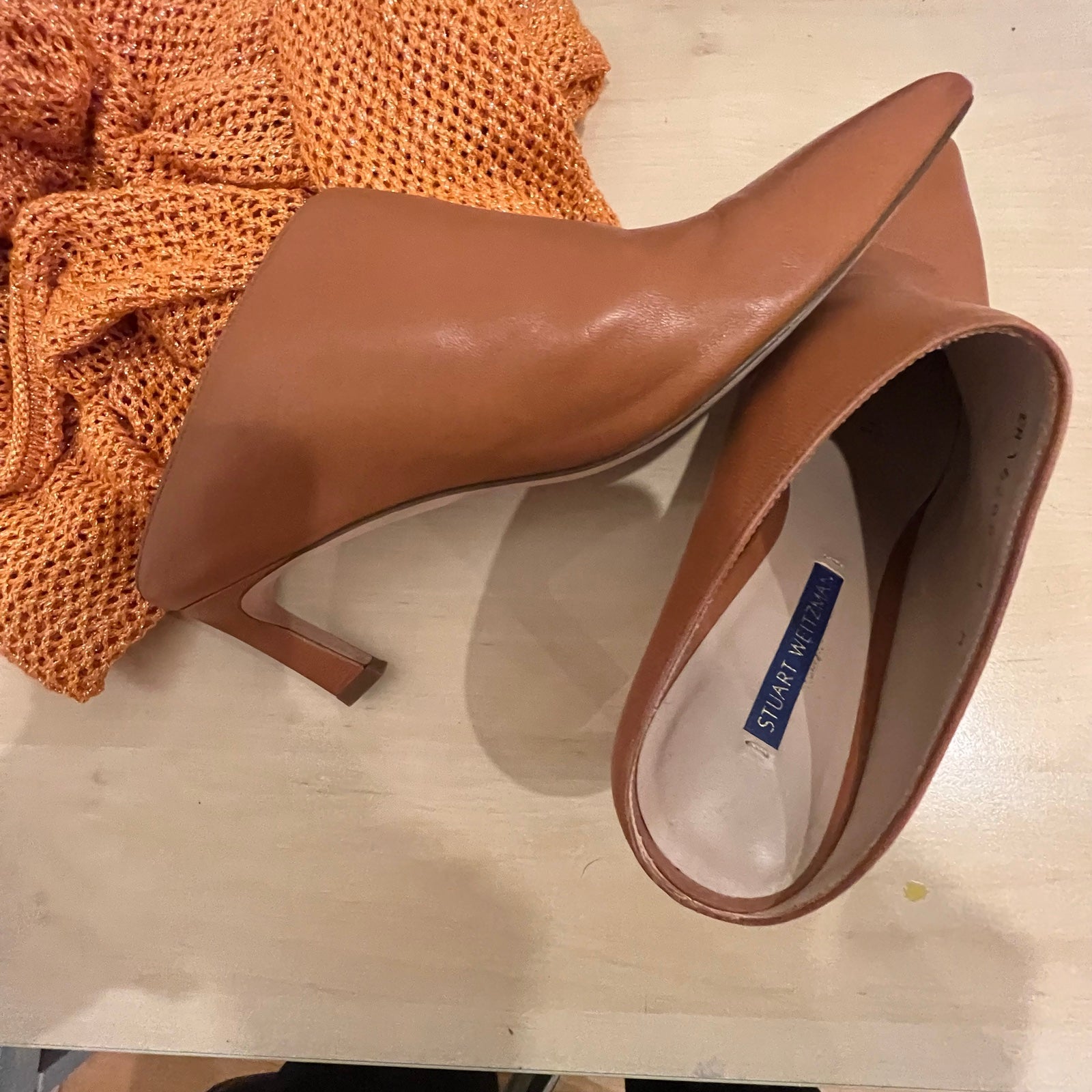 Stuart Weitzman Cognac Leather Mules