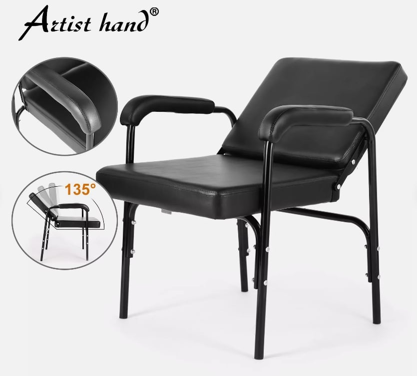 Black Auto Recline Barber Chair Salon Shampoo Styling Hair Spa Beauty Equipment