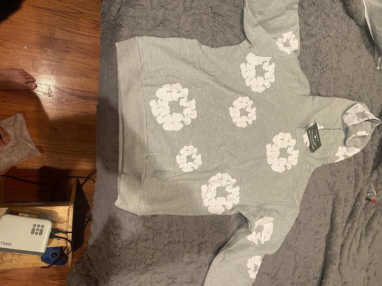 Grey Denim Tear Hoodie