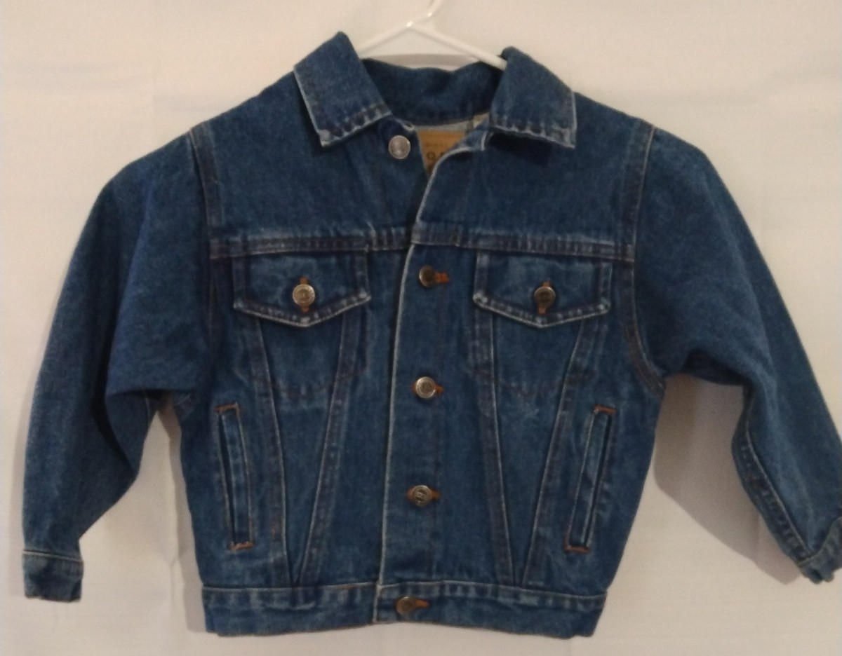 Youth Kids Button Denim Jean Jacket Art Paint Girls Boys Artist Coat Retro