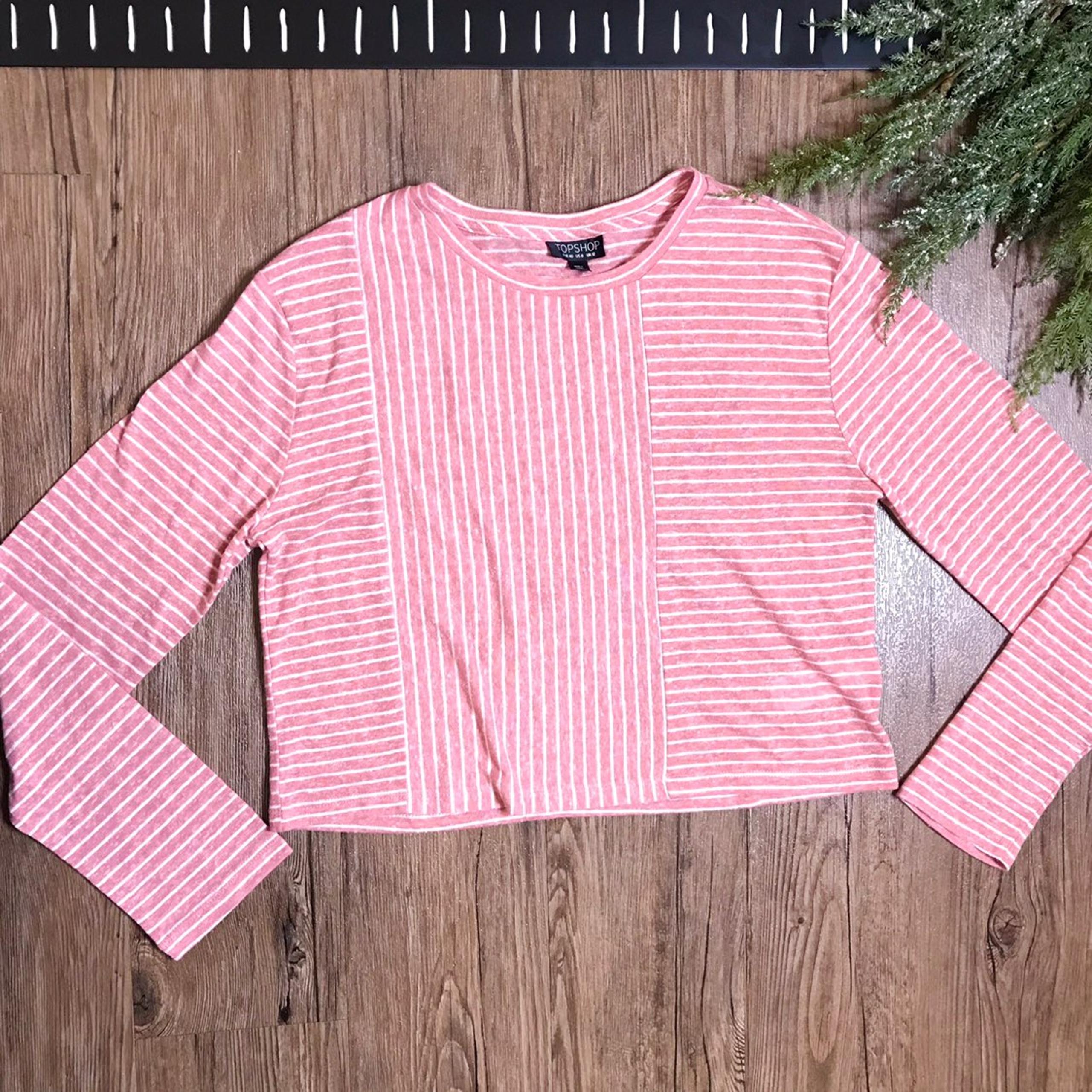 Topshop Pink & White Long Sleeve Shirt