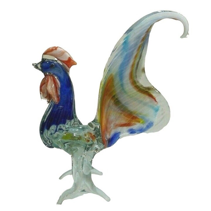 MCM Art Glass Rooster Figure - Bright and Colorful