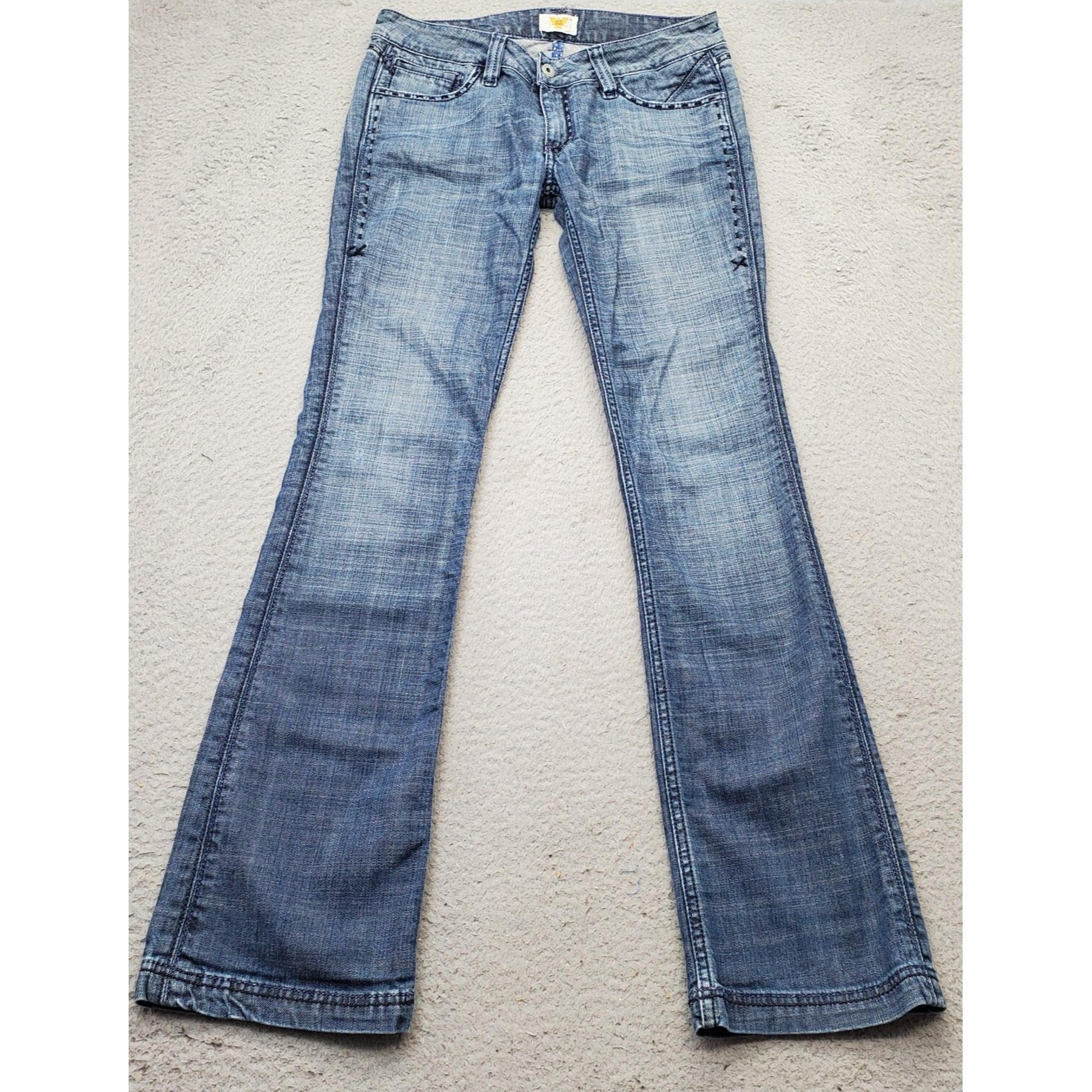 Antic Denim Jeans Womens Size 29 Blue Denim Low Rise Straight Fit Thick Stitch - Antik Denim