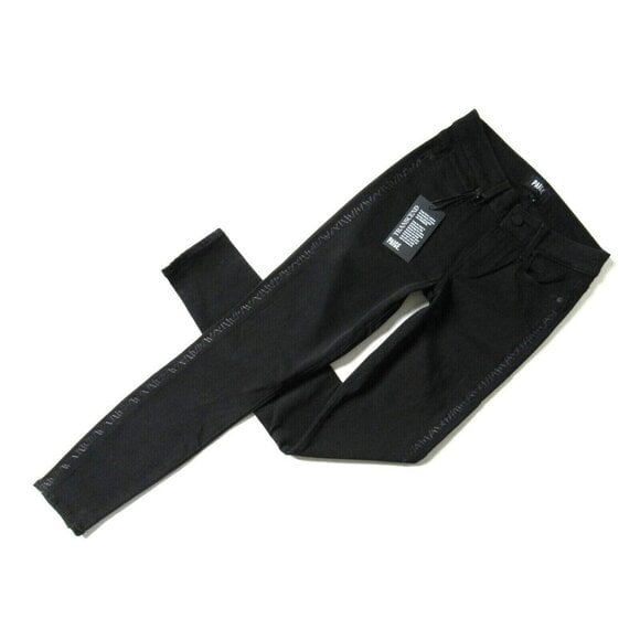 NWT Paige Verdugo Ankle in Night Shadow Black Embroidery Skinny Jeans 25