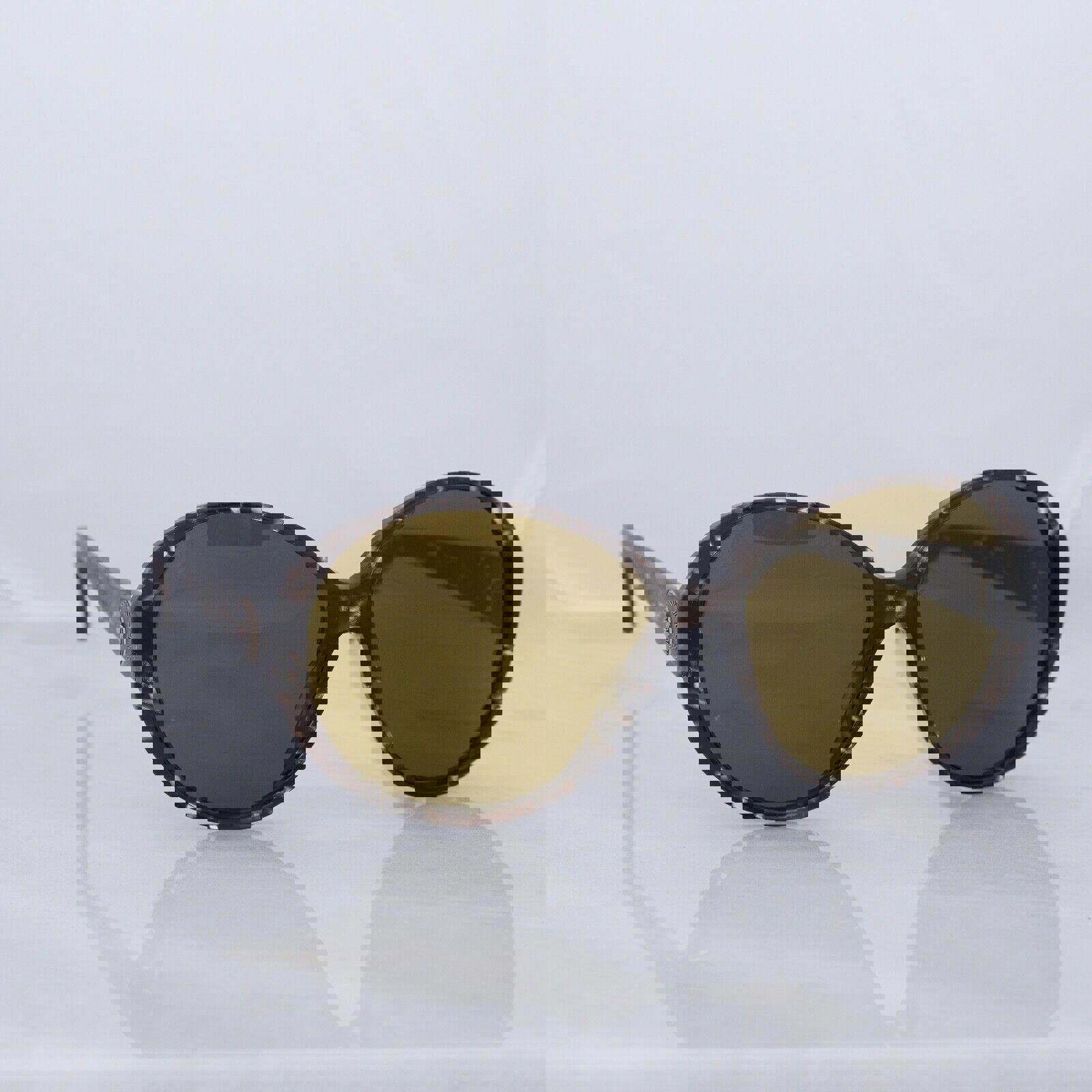 Versace Medusa Sunglasses Black + Brown + Gold Sparkle - Yellow Rounded Lens