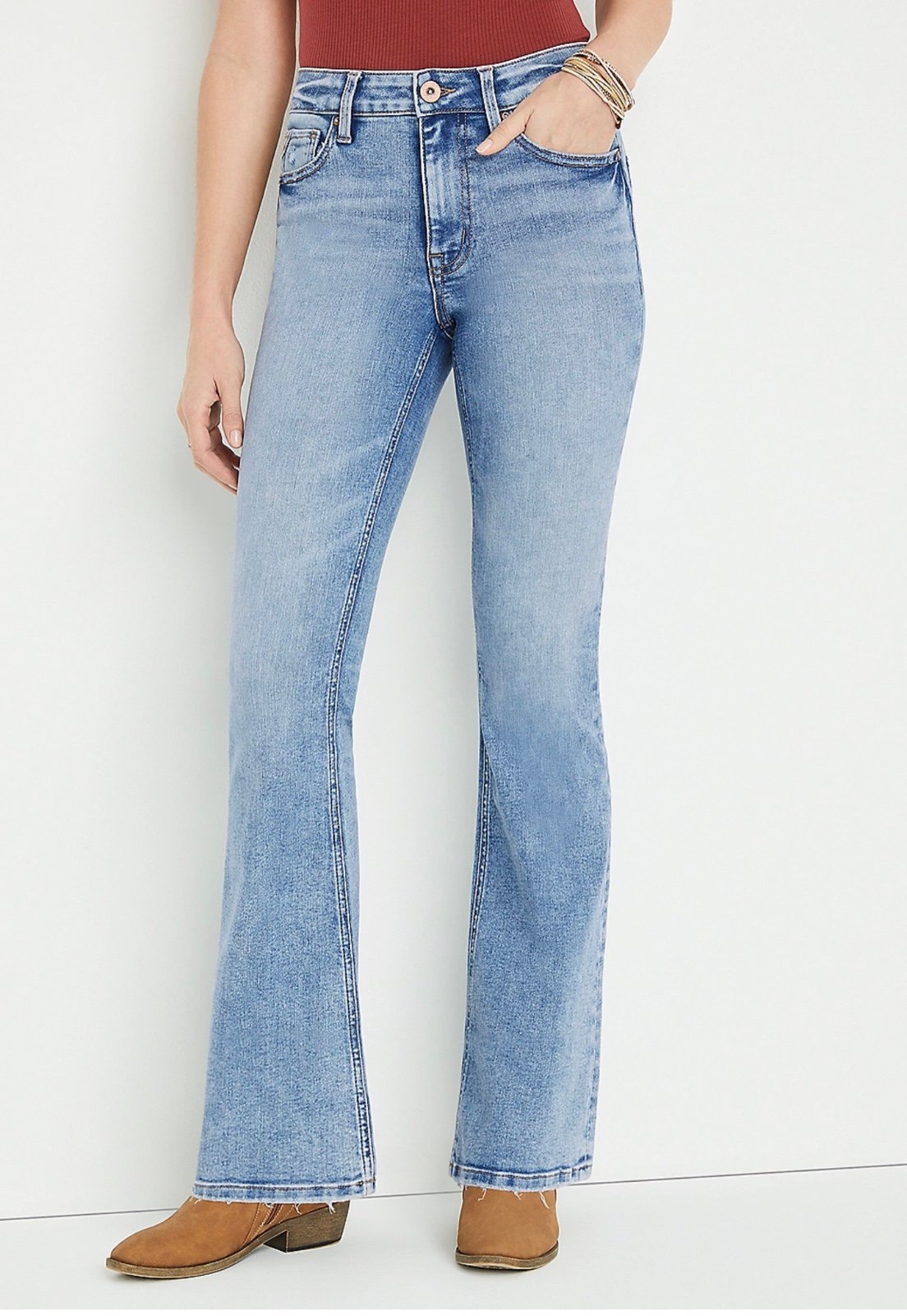 Edgely Maurices High Rise Flare Acid Wash