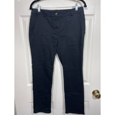 Eileen Fisher Organic Cotton Front Patch Pocket Tapered Leg Pants Black 8 Petite