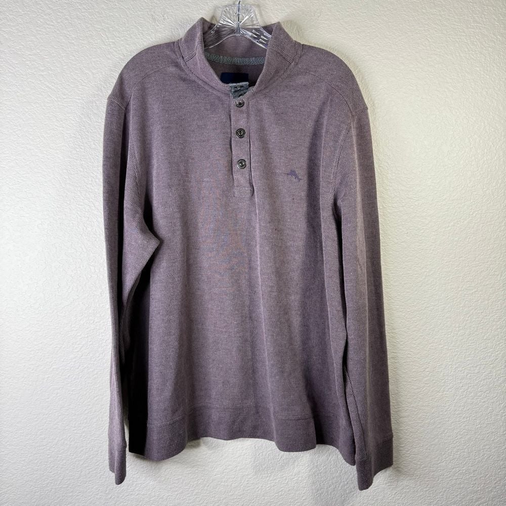 Tommy Bahama Pullover Sweater Mock Neck 3 Button Long Sleeve XL