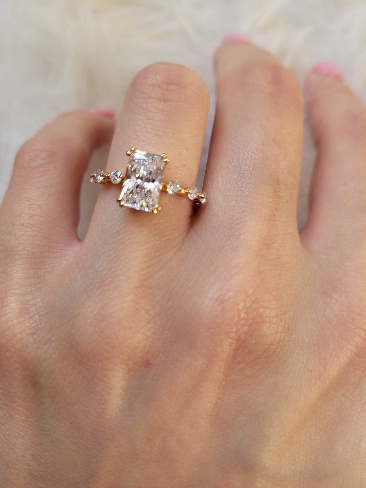 4CT Emerald Sapphire Rose Gold Engagement Ring