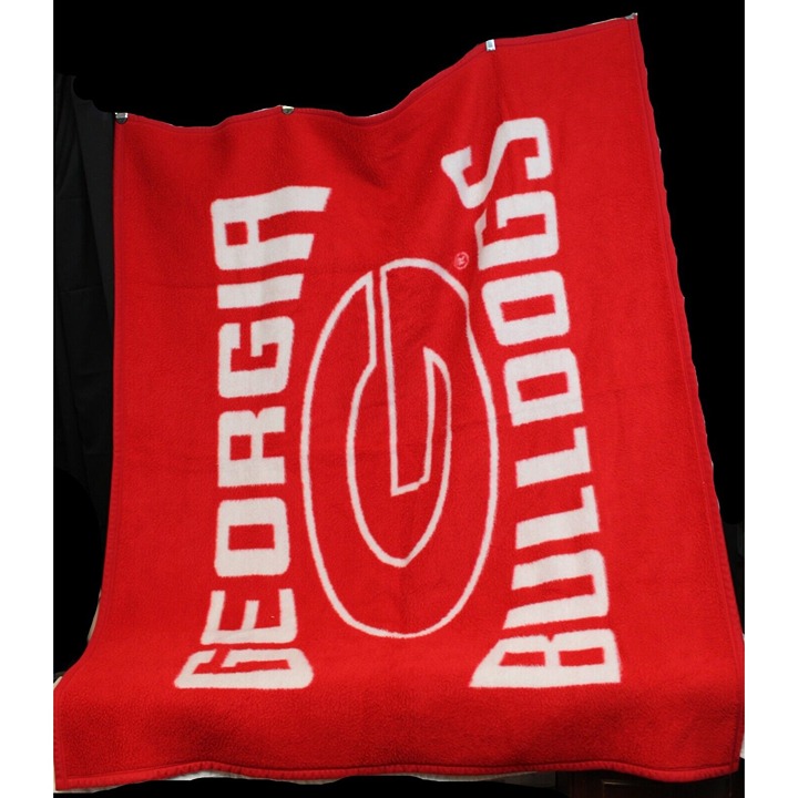 Biederlack Georgia Bulldog Plush Throw Blanket Ga UGA Red White Reversible