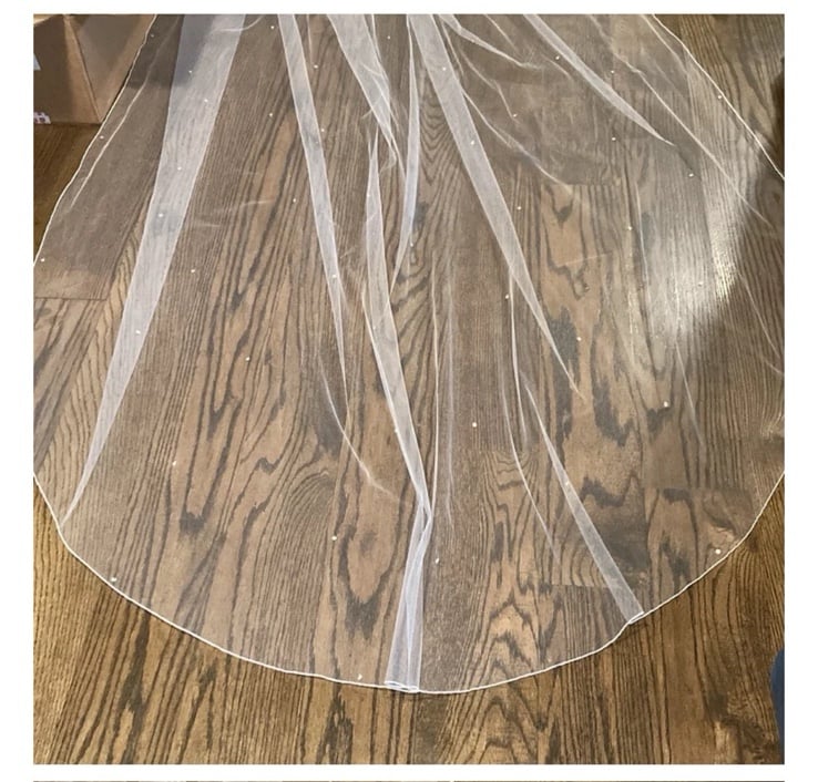Stunning Cathedral Length White Wedding Veil with Blusher
