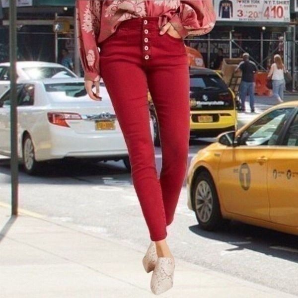 Anthropologie Pilcro and the Letterpress Women's Red High-Rise Jeans Size 29