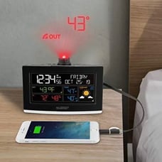 New Wi-Fi projection alarm clock la crosse technology weather time ceiling