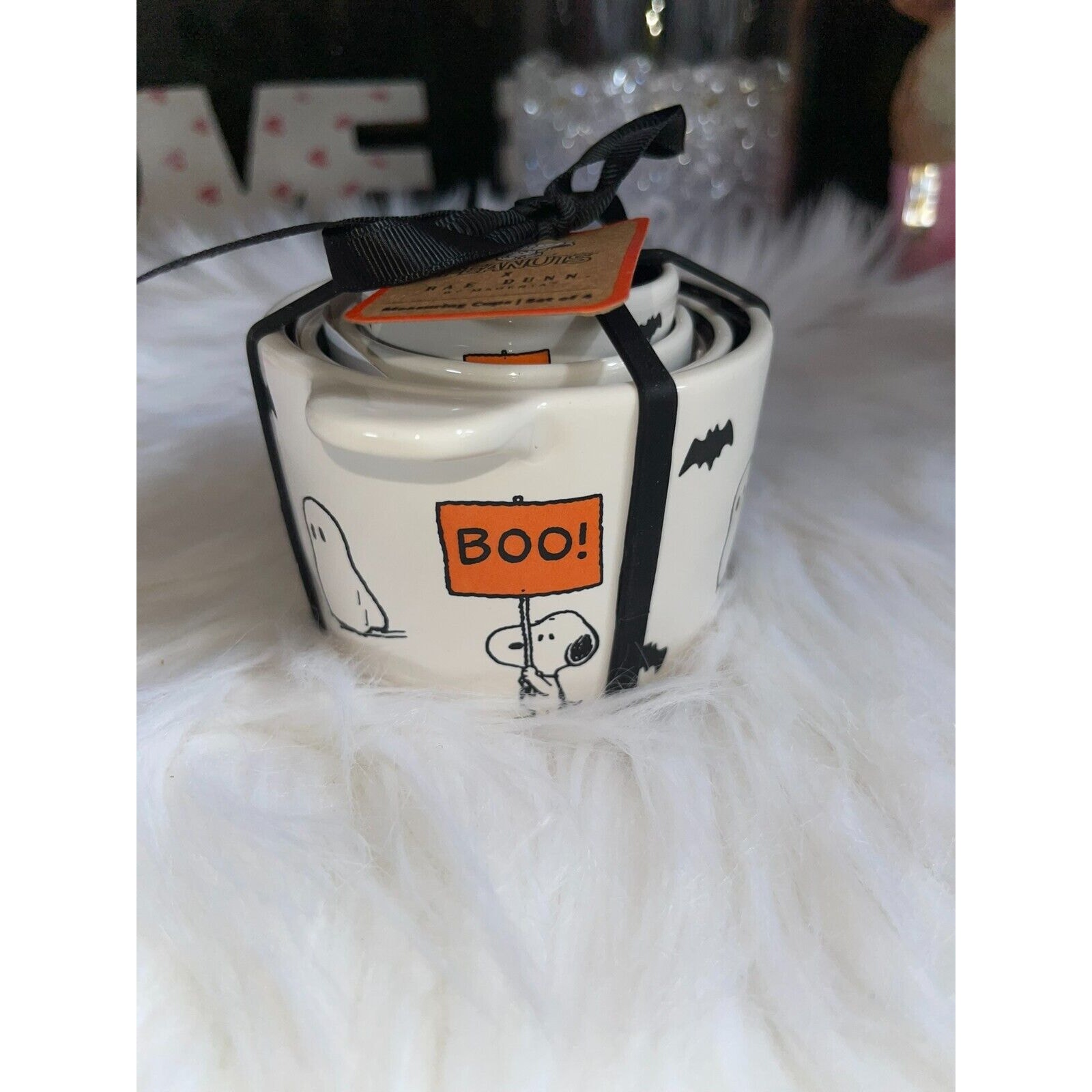 NEW Rae Dunn Snoopy Peanuts Halloween Decor Measuring Cups Set of 4